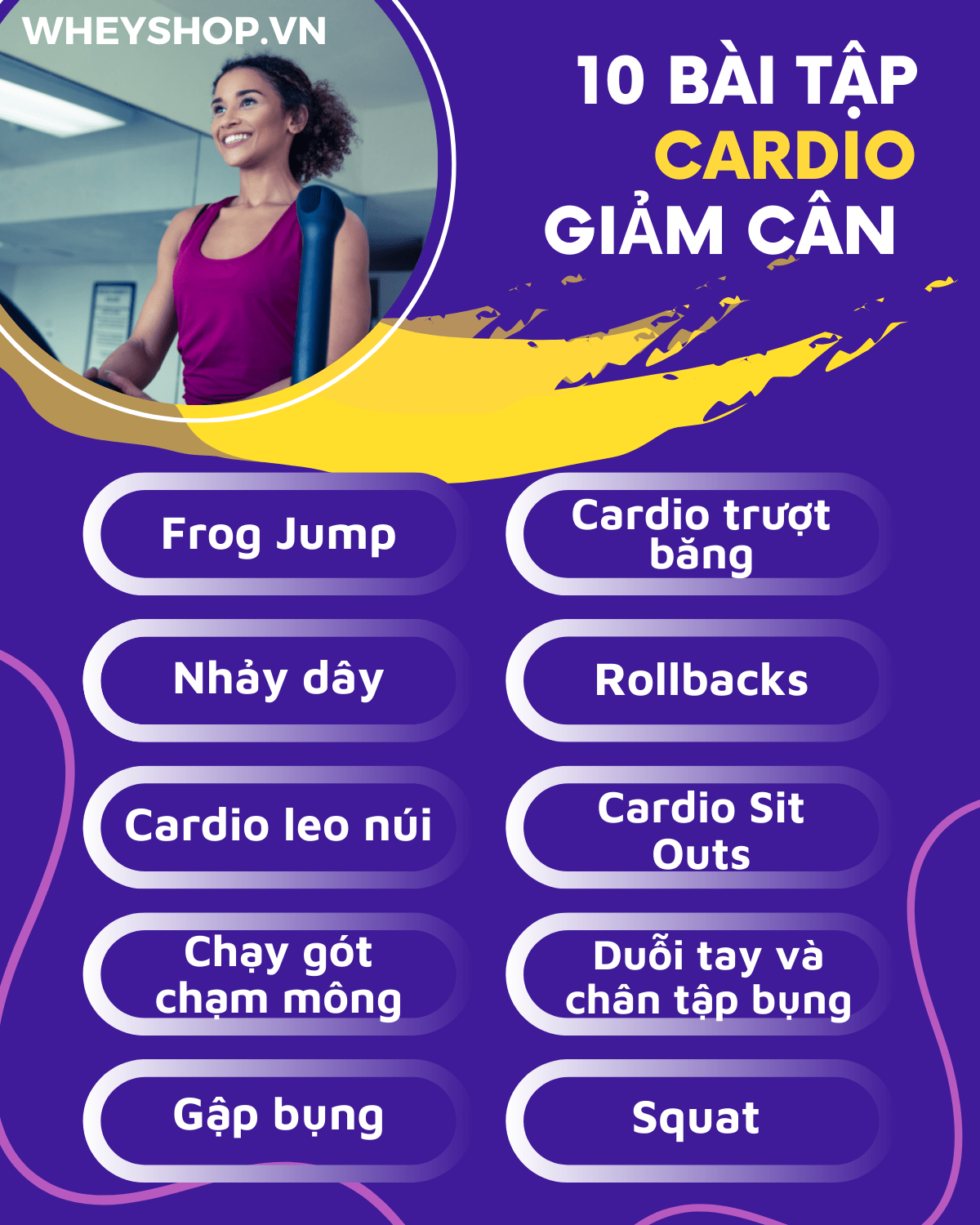  Bài tập cardio, có thể coi là các bài tập " định cao' trong cho hiệu quả giảm cân nhanh chóng, ngoài ra còn rất tốt cho sức khỏe bộ phận tim mạch cơ thể.