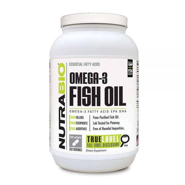 Viên uống dầu cá NutraBio Fish Oil Omega 3 (500 viên) hỗ trợ sức khỏe toàn diện, cải thiện mắt, não bộ , tim mạch cùng nhiều lợi ích khác với giá cực rẻ ...