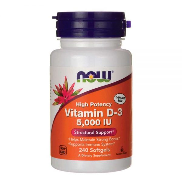 Now Vitamin D3 cung cấp 5000IU Vitamin D3 mỗi lần dùng giúp cải thiện sức khỏe, sức đề kháng, bảo vệ xương khớp và tăng cường sinh lý, testosterone hiệu quả