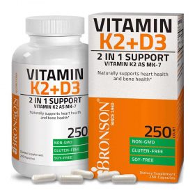 Bronson Vitamin K2 D3 bổ sung hàm lượng Vitamin K2, Vitamin D3 lớn cải thiện sức khỏe, tăng cường sức đề kháng, miễn dịch hiệu quả. Bronson Vitamin K2 D3 nhập khẩu chính hãng, cam kết chất lượng, giá rẻ nhất tại Hà Nội & Tp.HCM.