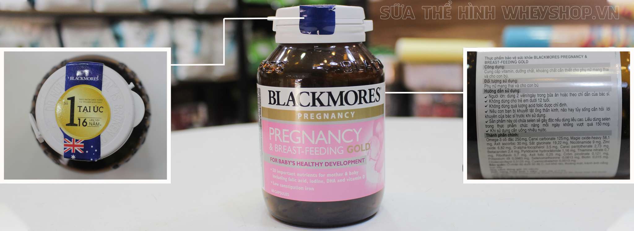 Blackmores Pregnancy and Breast Feeding Gold dành cho phụ nữ có thai hỗ trợ sự vận chuyển oxi đến các mô phát triển trí não, thính lực, thị lực và hệ thần kinh khỏe mạnh