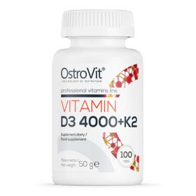 Viên uống chắc khỏe xương khớp Ostrovit Vitamin D3 4000 K2 là một công thức chuyên biệt từ Vitamin D3+Vitamin K2 hỗ trợ xương khớp chắc khỏe,chất lượng hàng đầu