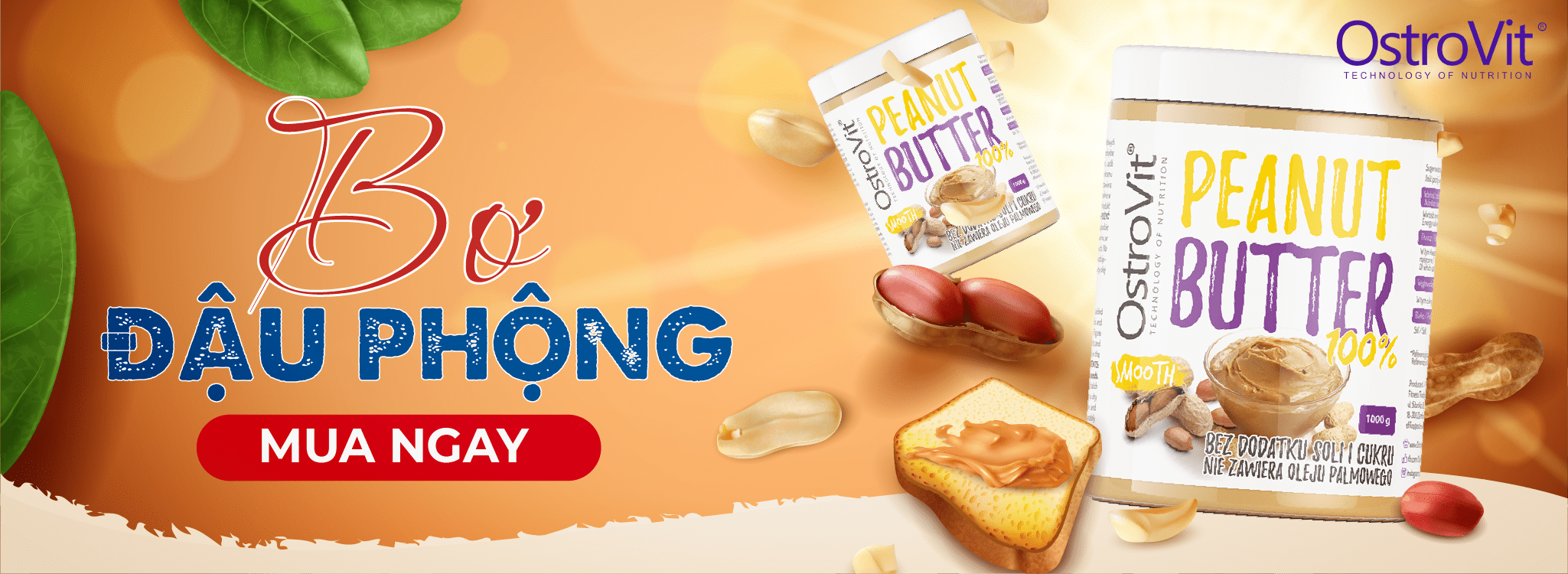 Bơ đậu phộng Ostrovit 100% Peanut Butter cung cấp thành phần nguyên chất, giàu dinh dưỡng, sản phẩm nhập khẩu chính hãng, giá rẻ tốt nhất Hà Nội TpHCM