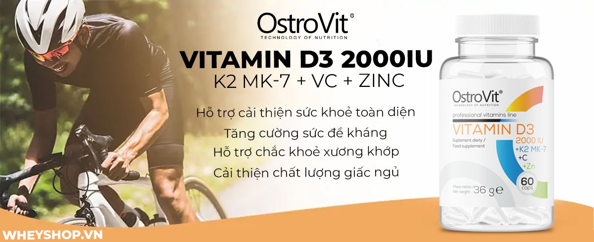 Ostrovit Vitamin D3 2000IU+K2 MK-7+VC+Zinc hỗ trợ tăng cường sức đề kháng, sức khoẻ xương khớp, cải thiện sinh lý. Sản phẩm nhập khẩu, giá rẻ, tốt nhất tại...Ostrovit Vitamin D3 2000IU+K2 MK-7+VC+Zinc hỗ trợ tăng cường sức đề kháng, sức khoẻ xương khớp, cải thiện sinh lý. Sản phẩm nhập khẩu, giá rẻ, tốt nhất tại...