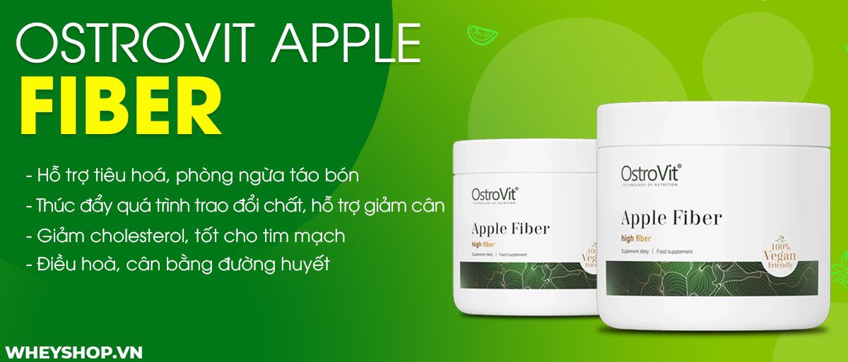 Ostrovit Apple Fiber bổ sung chất xơ hỗ trợ giảm cân, cải thiện tiêu hoá, giảm cholesterol. Sản phẩm nhập khẩu chính hãng, cam kết giá rẻ, tốt nhất Hà Nội TpHCM