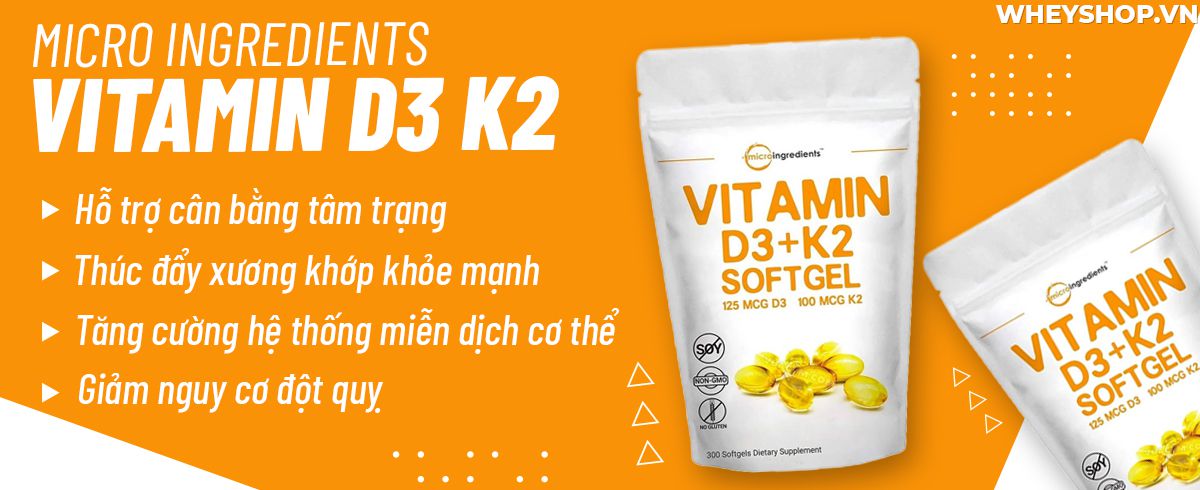 Micro Ingredients Vitamin D3 K2 hỗ trợ xương khớp chắc khoẻ toàn diện. Sản phẩm nhập khẩu chính hãng, cam kết giá rẻ tốt nhất tại Hà Nội TpHCM