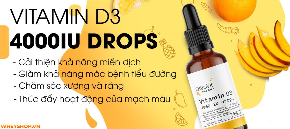 Ostrovit Vitamin D3 4000IU Drops bổ sung Vitamin D3 dạng lỏng dễ dàng hấp thu hơn, tăng cường sức khoẻ tổng thể. Sản phẩm chính hãng, giá rẻ, tốt nhất tại Hà...