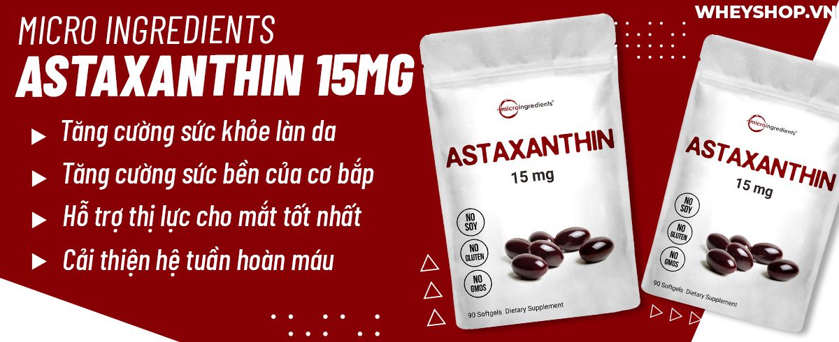 Micro Ingredients Astaxanthin hỗ trợ tăng cường sức đề kháng, cải thiện làn da và nhiều lợi ích sức khoẻ. Sản phẩm nhập khẩu chính hãng, cam kết giá rẻ nhất...