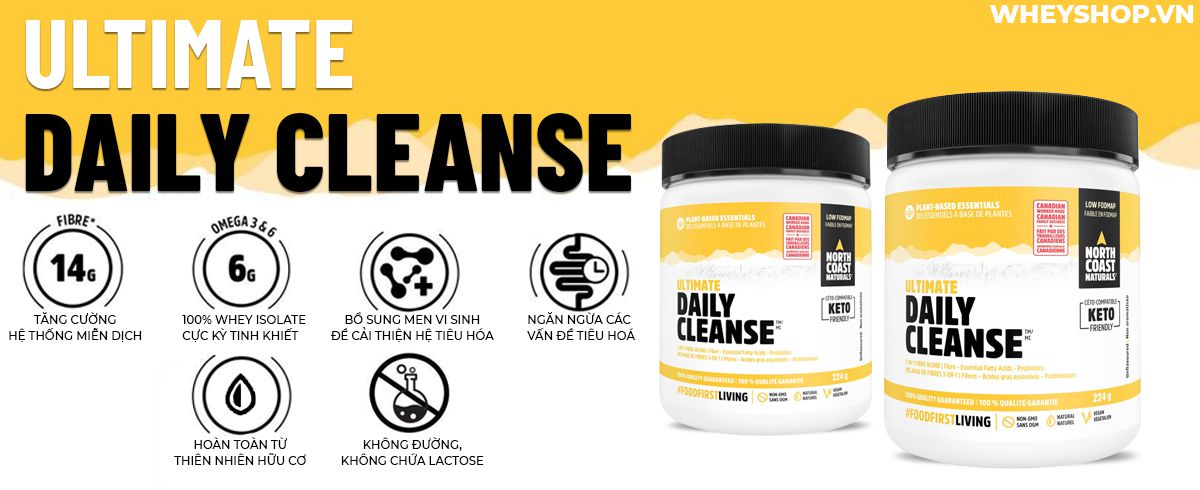 Ultimate Daily Cleanse bổ sung chất xơ hỗ trợ giảm cân, cải thiện tiêu hoá, giảm cholesterol. Sản phẩm nhập khẩu chính hãng, cam kết giá rẻ, tốt nhất Hà Nội...