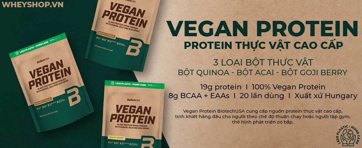 Vegan Protein BiotechUSA bổ sung nguồn protein thực vật hỗ trợ ăn chay, phát triển cơ bắp. Sản phẩm nhập khẩu chính hãng, cam kết giá rẻ tốt nhất Hà Nội TpHCM