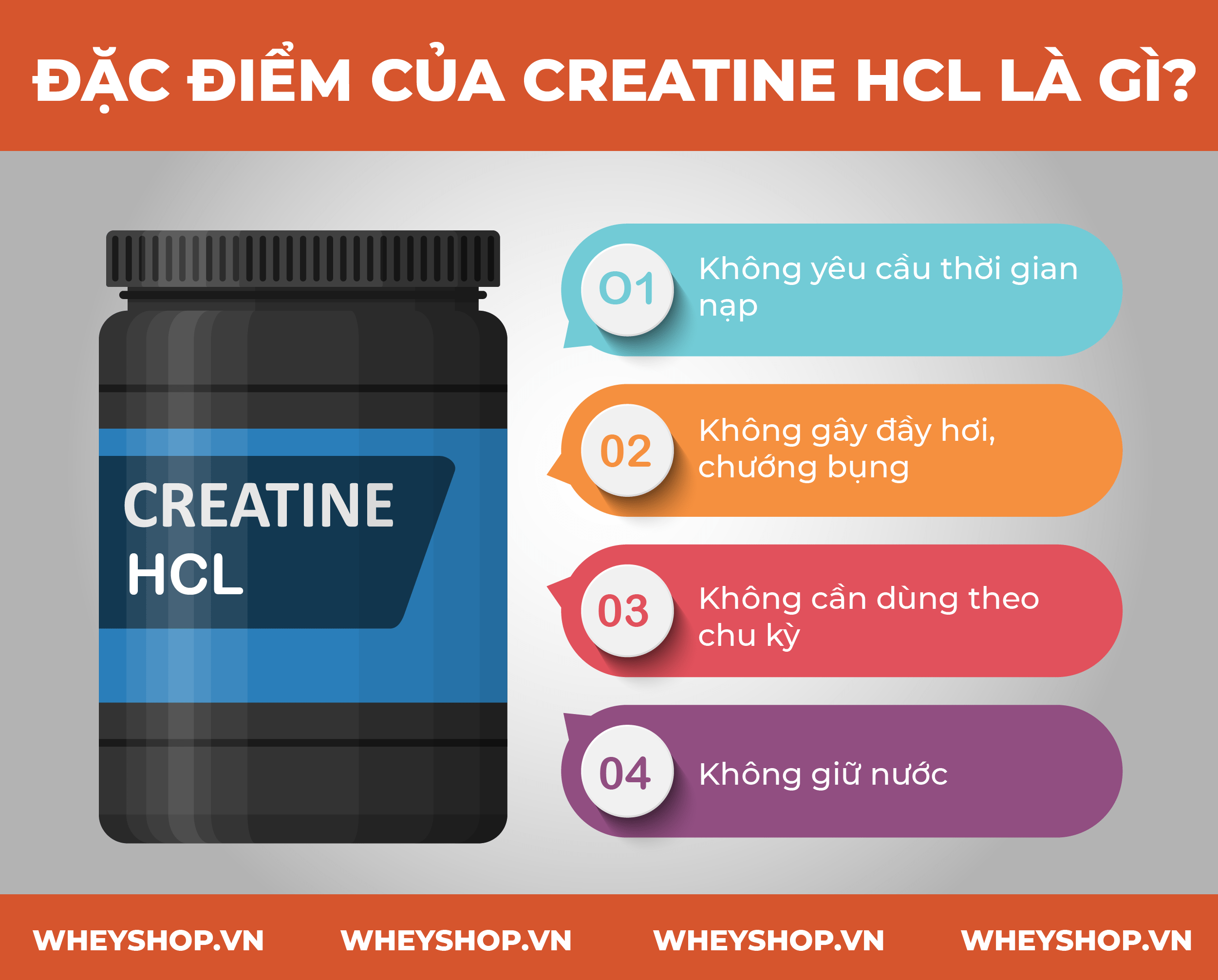 Nếu bạn đang băn khoăn tìm hiểu về Creatine HCL là gì thì hãy cùng WheyShop tham khảo bài viết so sánh đánh giá Creatine HCL và Creatine Monohydrate qua bài viết...