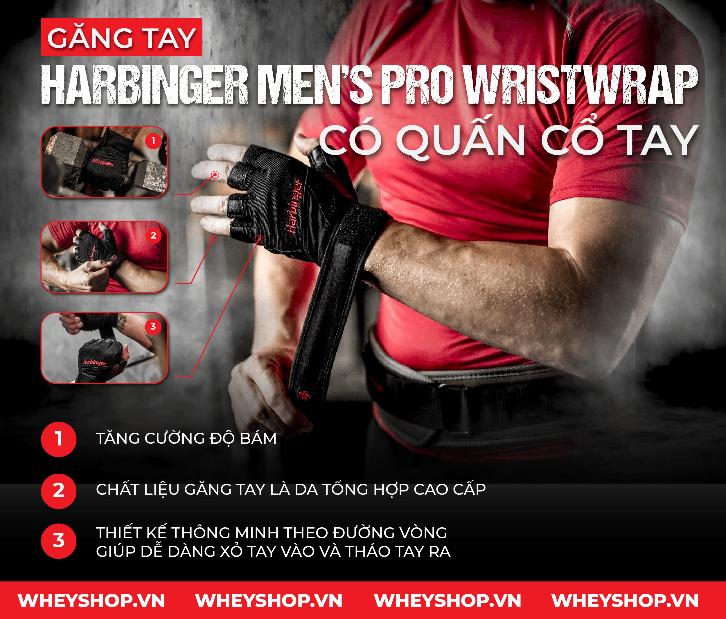 Găng Tay Harbinger Men’s Pro Wristwrap Có Quấn Cổ Tay kết hợp 2 trong 1 hỗ trợ tập luyện hiệu quả. Sản phẩm nhập khẩu chính hãng, cam kết giá rẻ tốt nhất Hà Nội TpHCM...